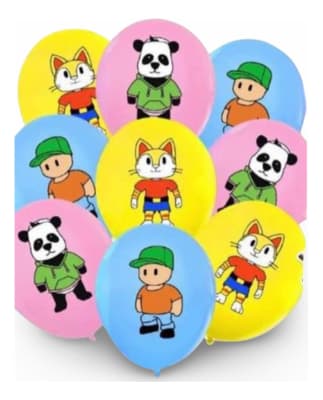 Pack 12 Globos Látex Fiestas Cumpleaños Diseño Stumble Guys1