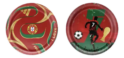 Pack 10 Platos Futbol Cr7 Portugal Cumpleaños 18cm Ronaldo