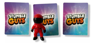 Figura 7cm Astronauta Red Stumble Guys + 3 Tarjetas Al Azar