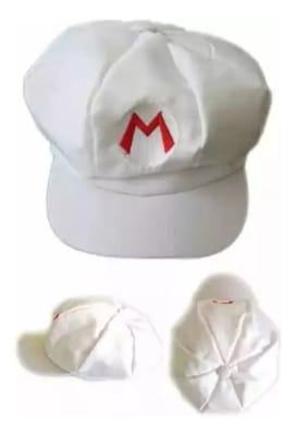 Gorra Blanca Super Mario Bros 54-58 Cm Contorno Logo Bordado1