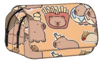 Estuche Lápiz Diseño Capibara Cocodrilo 3 Compartimientos