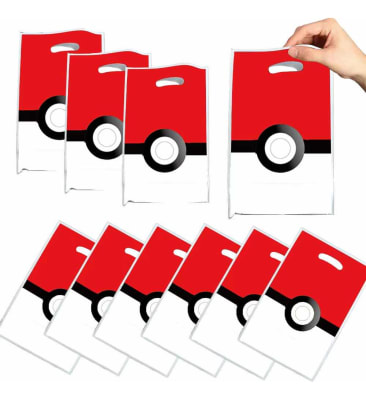 Pack 10 Bolsas Dulces Diseño Pokebola Pokeball Cumpleaños1