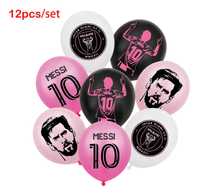 Pack 12 Globos Cumpleaños Látex Diseño Messi Inter Miami1