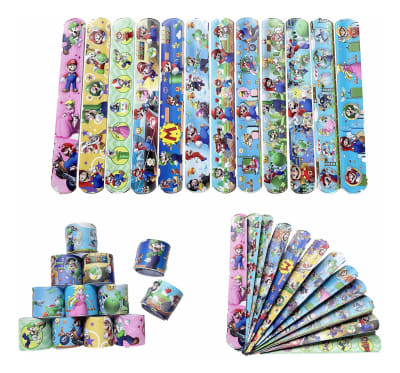 Pack 12 Pulseras Cumpleaños Super Mario Bross Niños1