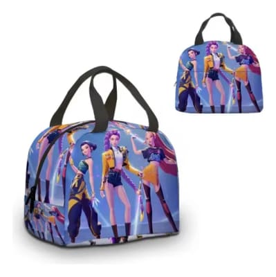 Lonchera Escolar Guerreras Kpop Termica 20x20cm Aislante Azul