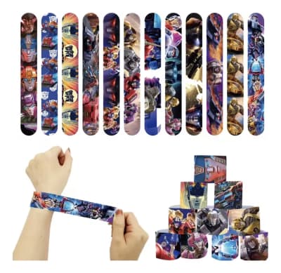 Pack 12 Pulseras Slap Transformer 22x3 Cm Fiestas Fans