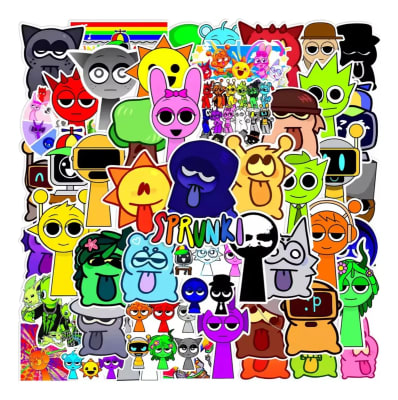 Set 50 Stickers Sprunki 4x5cm Diseño Calidads Cumpleaños1