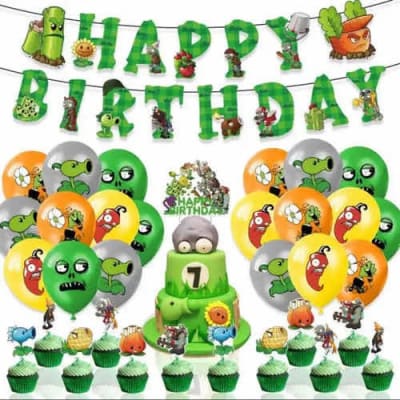 Temática Cumpleaños Diseño Plantas V/s Zombie Decoración