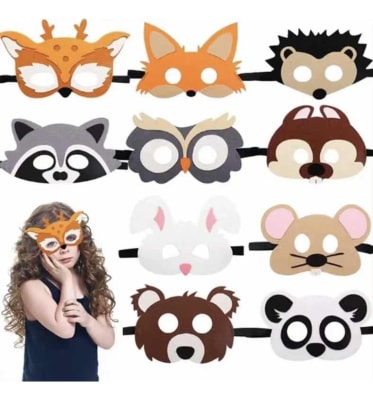 Pack 10 Antifaz Diseño Animales Fiestas Niños Cumpleaños