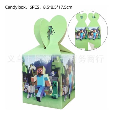 Pack 6 Cajas De Dulces Cumpleaños Diseño Minecraft1