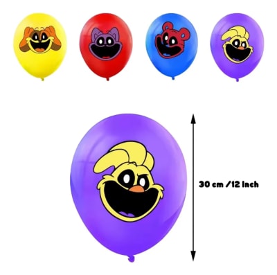Pack 12 Globos Latex Smiling Critters Poppy Time Cumpleaños1