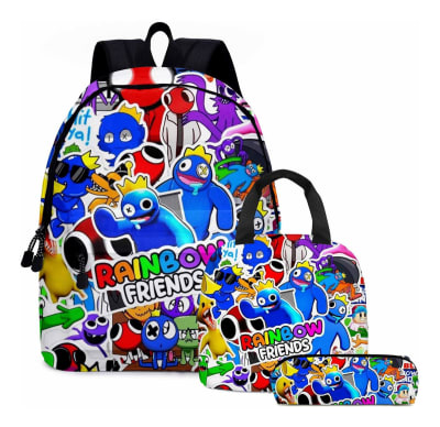 Mochila Escolar Rainbow Friends Roblox + Lonchera + Estuche1