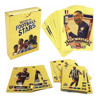 50 Cartas De Futbol De Super Estrellas Diseño Dorados