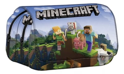 Estuche Minecraft Diseño Escolar Calidad 3 Compartimientos1