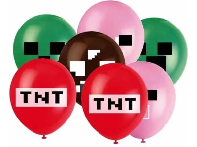 Pack 12 Globos Látex Minecraft Cumpleaños Decoración1