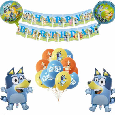 Kit Decoración Cumpleaños Bluey Globos Metalizados