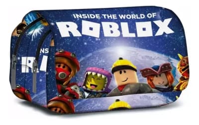 Estuche Escolar Roblox 3 Compartimientos 21x11cm Poliester Azul Roblox Gamer