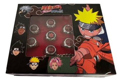Kit 10 Anillos Diseño Akatsuki Serie Naruto Shippuden Medalla