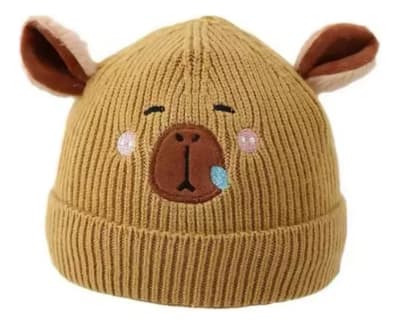Gorra Lana Diseño Capibara Niños Contorno De 36-44 Cm