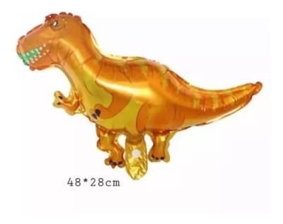 Globo Metalizado Dinosaurio Color Naranja Cumpleaños1