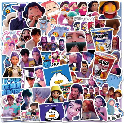 Set 50 Stickers Guerreras Kpop Huntrix Diseño Calidad Fiesta