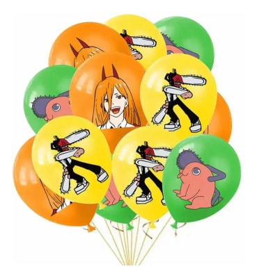 Pack 12 Globos Látex Chainsaw Man Cumpleaños Decoración1