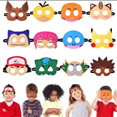 Pack 12 Mascaras Pokemon Go Cumpleaños Niños 14x19 Antifaz
