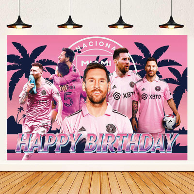 Tela De Fondo Diseño Decoración Cumpleaños Messi Inter Miami1