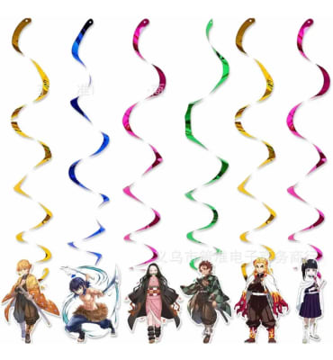 Guirnaldas Decoración Cumpleaños Demon Slayer Kimetsu 6unds.1