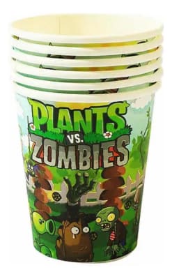 Pack 10 Vasos Plantas Vs Zombie Decoracion Cumpleaños1