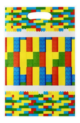 Pack 10 Bolsas Cumpleaños Bloques Construcción Cotillon1