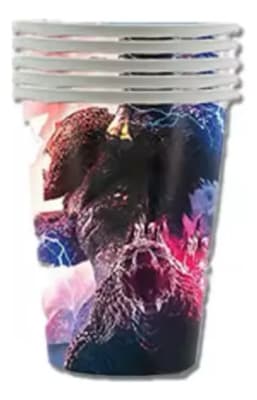 Pack 10 Vasos Diseño Godzilla Y Kong Para Cumpleañs Cotillon1