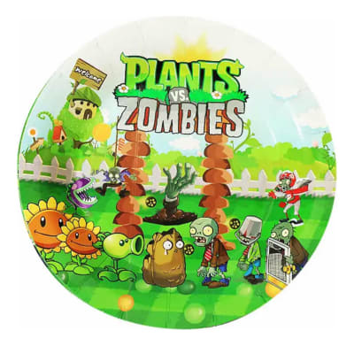 Pack 10 Platos Decoración Cumpleaños Plantas Vs Zombie1
