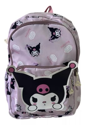Mochila Escolar Diseño Completo Kuromi Rosado 40x30x15 Cm