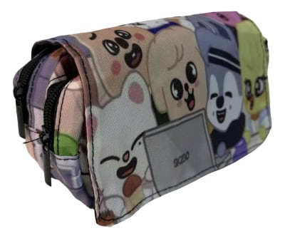 Estuche Stray Kids 3 Compartimientos Poliester 20x11x10 Cm