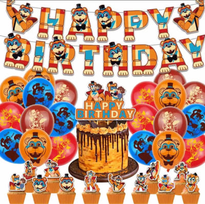 Kit Decoración Cumpleaños Glamrock Freddy Fnaf Gregory Secur