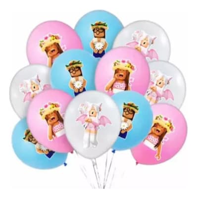 Pack 12 Globos Roblox Niña Girld Cumpleaños