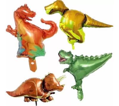 Pack 4 Globos Metalizados Dinosaurios Cumpleaños