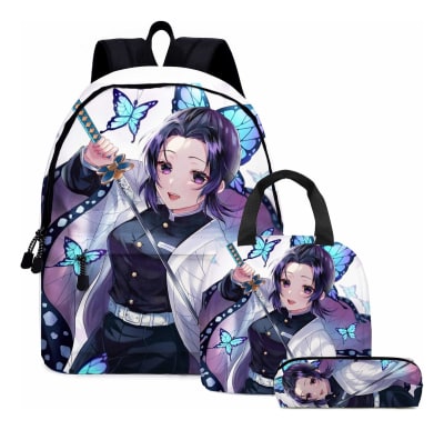 Mochila Escolar Diseño Shinobu Demon + Estuche + Lonchera