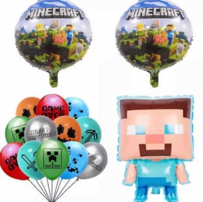 Pack Globos Minecraft Cumpleaños Cotillón