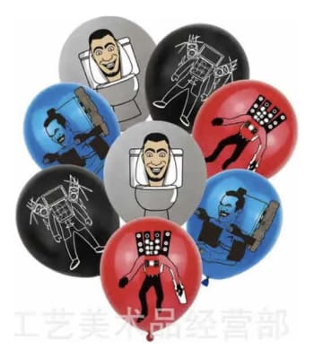 Pack 12 Globos Látex Skibidi Toilet 20231