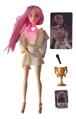 Muñeca Mira Guerrera Kpop Golden Up Up Luz Musica Accesorios1