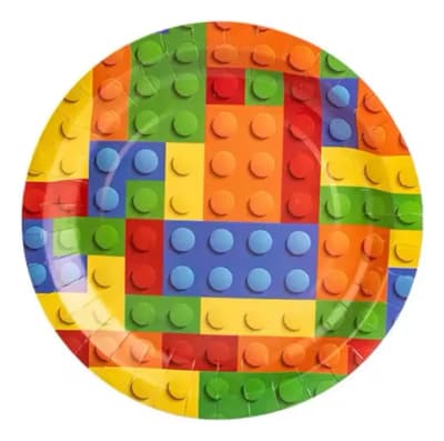 Platos 10uds. Cumpleaños Diseño Bloques Construccion Armar