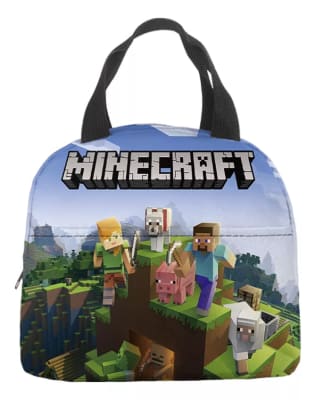 Lonchera Escolar Diseño Minecraft Calidad 25x20x15 Cm