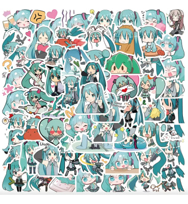 Pack 65 Stickers Hatsune Miku Anime Kawaii 4x5cm Fiestas