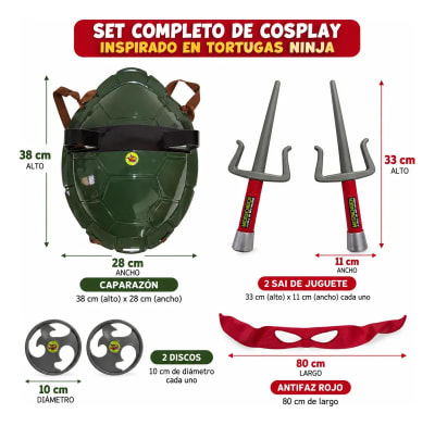 Cosplay Rafael Tortugas Ninja Infantil Set 6 Piezas1