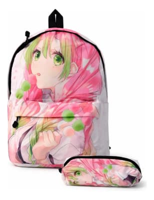 Mochila Disño Mitsuri Kanroji 18l + Estuche Dulces Poliester Rosa