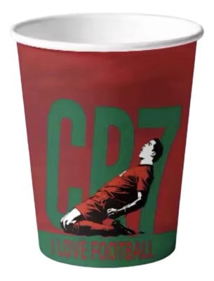 Pack 10 Vasos Futbol Cr7 Portugal Fiesta 300cc Cumpleaños