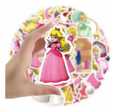 Pack 50 Stickers Princesa Peach Cumpleaños Decoración Niños1