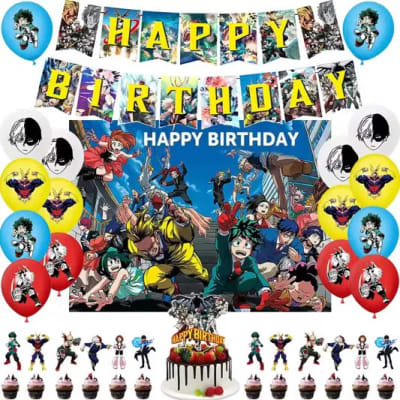 Kit Cumpleaños My Hero Academia Banner Globos Fondo 31pz